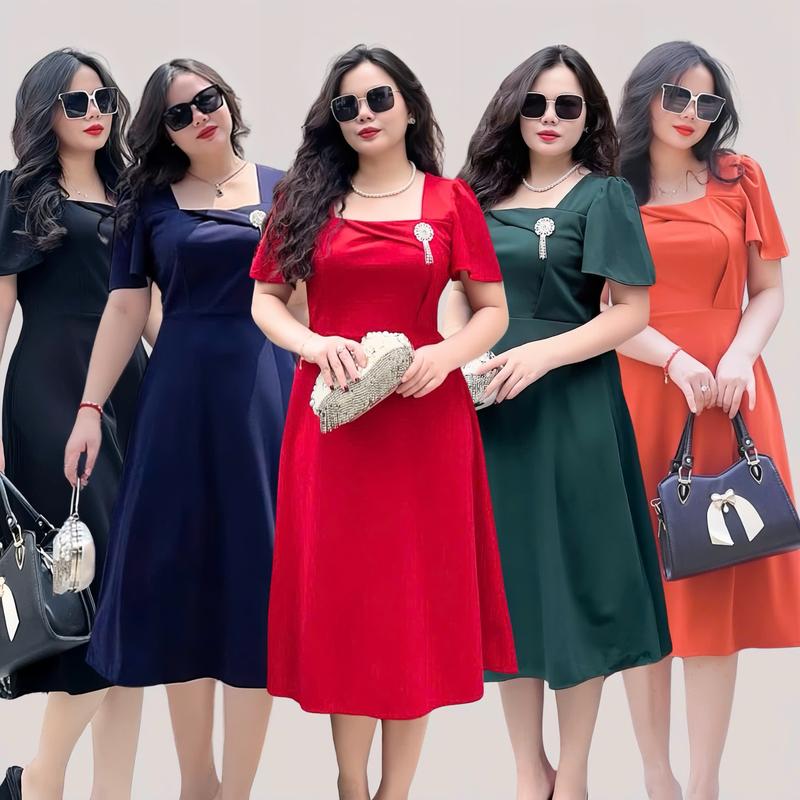 [CG012] Đầm thiết kế trung niên tặng mẹ Bigsize MCGIN, đầm dáng xoè, trẻ trung năng động Camili CG012 Nữ Thun Cotton Dress Women Tre vaytet đầm  bigsize dự tiệc đầm  đỏ váy  đen