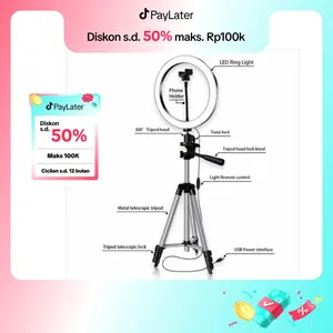 Ringlight 26cm + Tripod 3110 Selfie Make Up Live Lampu Holder Led
