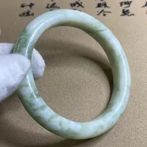 Gelang Bangle Giok Xiuyu Putih Bercorak Asli Alami