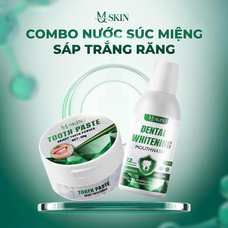 MQSKIN COMBO NƯỚC SÚC MIỆNG + SÁP ĐÁNH RĂNG CHUẨN NHA KHOA - HỖ TRỢ TRẮNG RĂNG - SẠCH MIỆNG - LOẠI BỎ Ố VÀNG