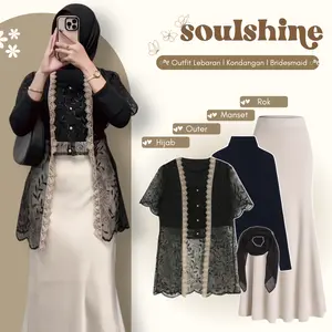 4IN1 Set Kondangan Wanita Brokat Viral l Zora Outfit Raya Elegan Stylish l (ROK DUYUNG - INNER MANSET - ZORA OUTER - HIJAB BELLA) - SL197
