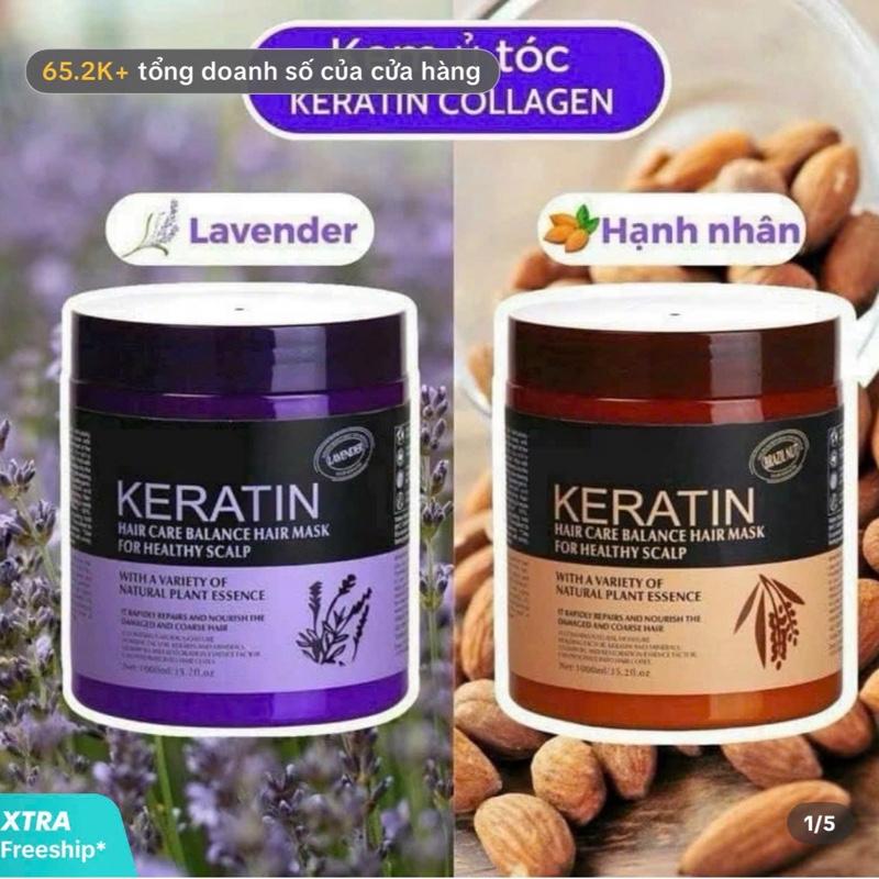 kem ủ tóc KERATIN 1000ML hương LAVENDER & HẠNH NHÂN dưỡng tóc mềm mượt, phục hồi tóc khô, xơ, tóc uốn, duỗi nhuộm
