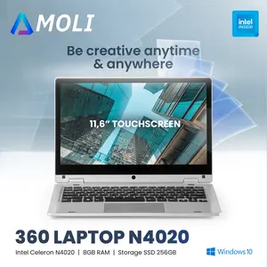 AMOLI Laptop11.6''inc RAM 8GB +256GB SSD laptop kantor windows 10/11 Intel Celeron Processor N4020 ultra-clear ips layar penuh WIN10/11 tipis dan ringan