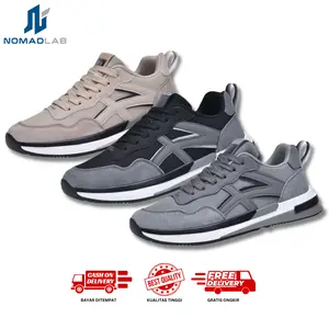Nomad Flash Sepatu Sneakers Kasual Running Ringan S45 Karet Sport Olahraga Pria Hitam Kekinian Modis