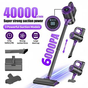 4in1ワイヤレスハンディ掃除機、強力吸引＆ブラシ調整可能、LEDディスプレイ搭載、USB充電式、ペットの毛掃除にも便利なポータブルクリーナー