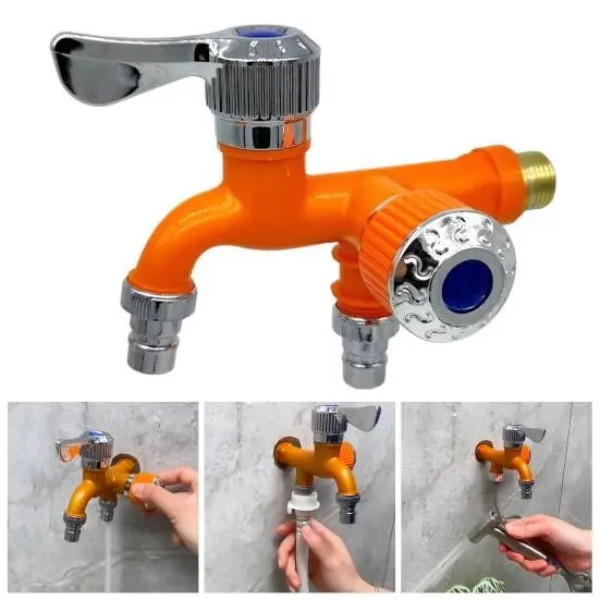Keran Cabang Shower ABS Kran Air Double Plastik Kamar Mandi Toilet WC - KranAir2Cabang, Warna Random 4