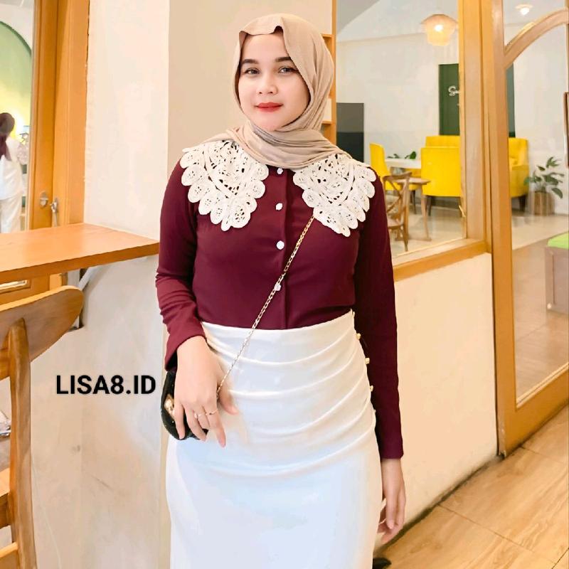 Pororo Blouse Knit Premium melar Puff Renda halus Atasan wanita Korean Style Kekinian 0