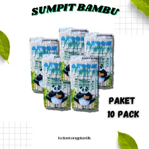 (10 Pack) Sumpit Bambu / Sumpit Kayu Merk Bambu Isi 500 Pasang Termasuk Tusuk Gigi Bungkus Plastik