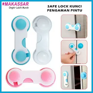 Kunci Pengaman Laci Lemari Safety Lock Pengait Pintu Penahan Kulkas Pengunci Pelindung Bayi Baby