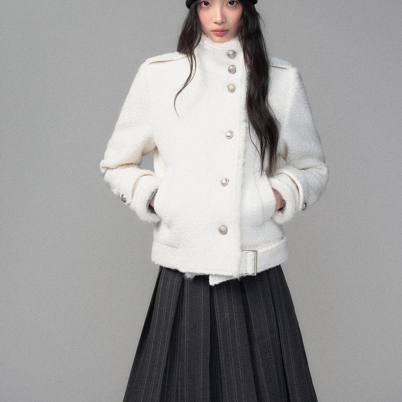    _tieutieu_ QC 26116   Áo khoác dạ ngắn cổ đứng nữ phong cách Hàn – thiết kế cúc kim loại nổi bật vải dạ cao cấp lên form chuẩn – outfit mùa đông ấm áp phối đồ cực đa dạng và sang trọng Cheeryfree 