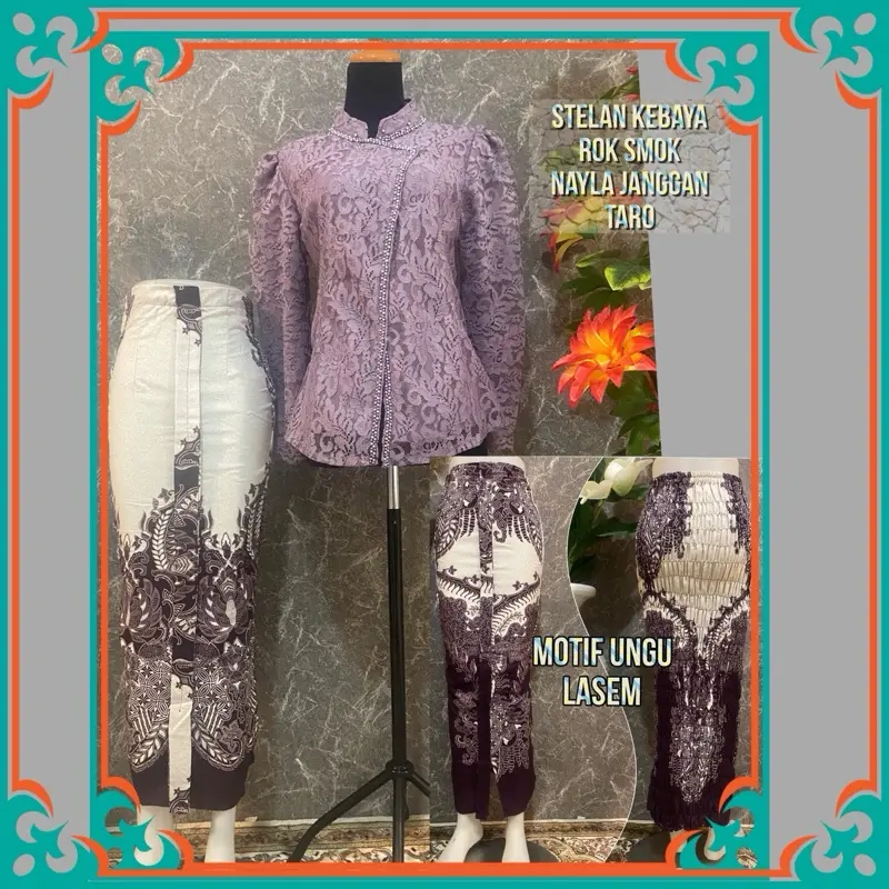 Stelan kebaya brokat rok wiru smok Wanita 1