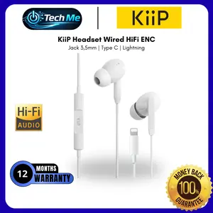 KiiP  Wired HiFi Earphone Kabel ENC Call Noise Cancellation  Kabel Anti Delay 3.5MM TYPE C LIGHTNING