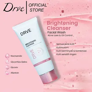 DRVE Brightening Cleanser 100ml - Pembersih Wajah Mencerahkan & Mengontrol Minyak Berlebih dengan Niacinamide untuk Semua Jenis Kulit