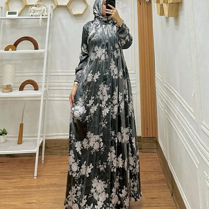Gamis set Hijab shimmer printing 5