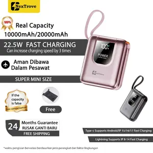 NEXTROVE Mini Power Bank 20000mAh 22.5W Fast Charging - Kabel Built-in Type C Kabel & Lightning Kabel
