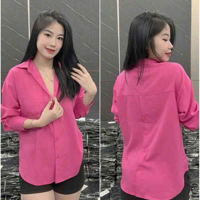  Áo Sơ Mi Nữ Đũi Tay Dài 1 Túi Nút Sau Lưng D21 