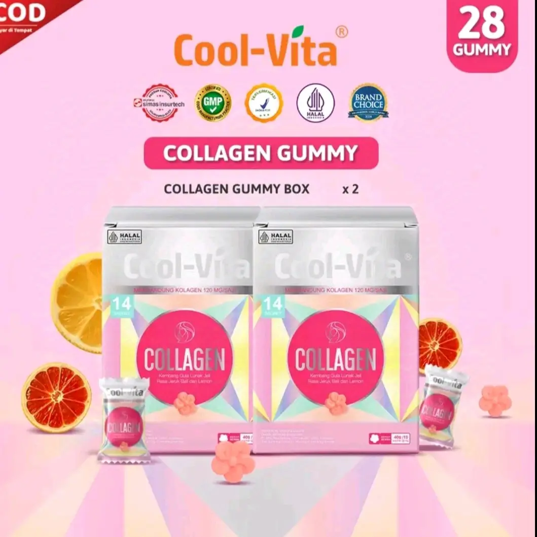 2box Coolvita Collagen Gummy Rasa Jeruk Bali dan Lemon 28pc