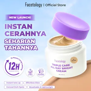 Facetology Triple Care All Day Bright Cream 10gr - Day Cream Shades Light Neutral Warm Dengan Medium Coverage Bantu Mencerahkan