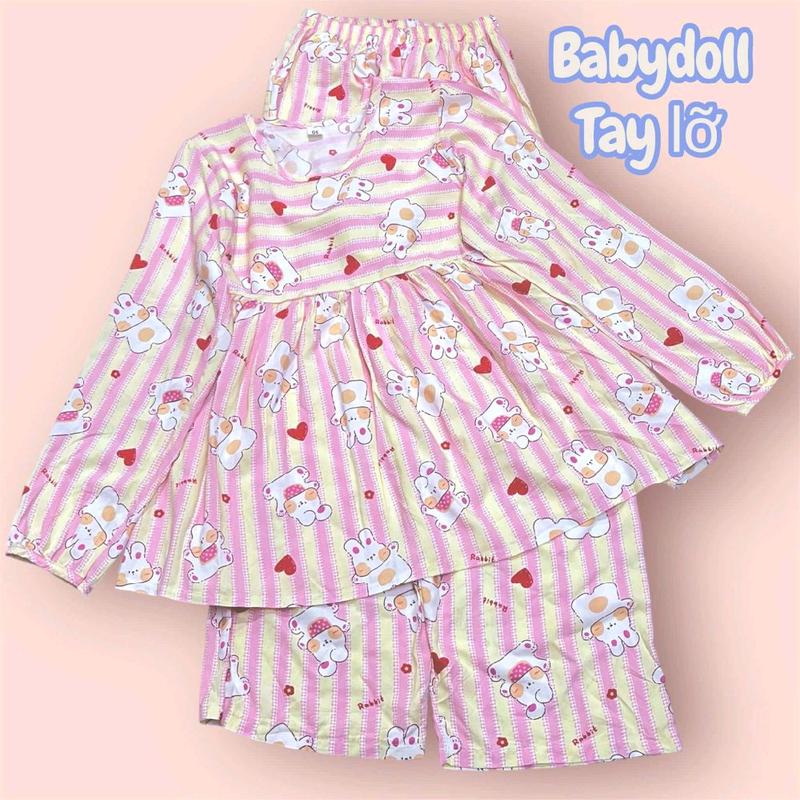 Đồ bộ tole BABY DOLL CỔ TRÒN QDTD kiểu dáng tiểu thư trẻ trung họa tiết xì trum.
