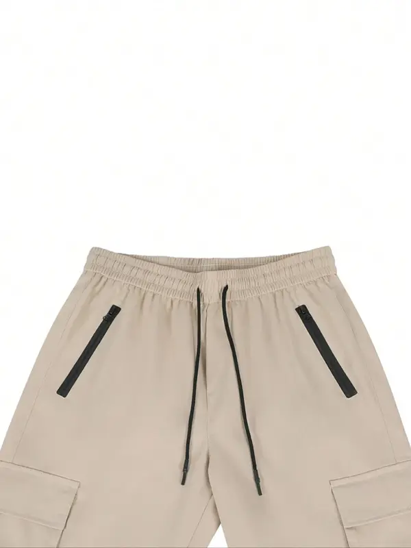 Men's Solid Multi-pocket Shorts, Regular Fit Street Style Casual Fashion Comfy Drawstring Waist Shorts for Summer, Men's Athleisure Bottoms for Daily Wear, Streetwear 2