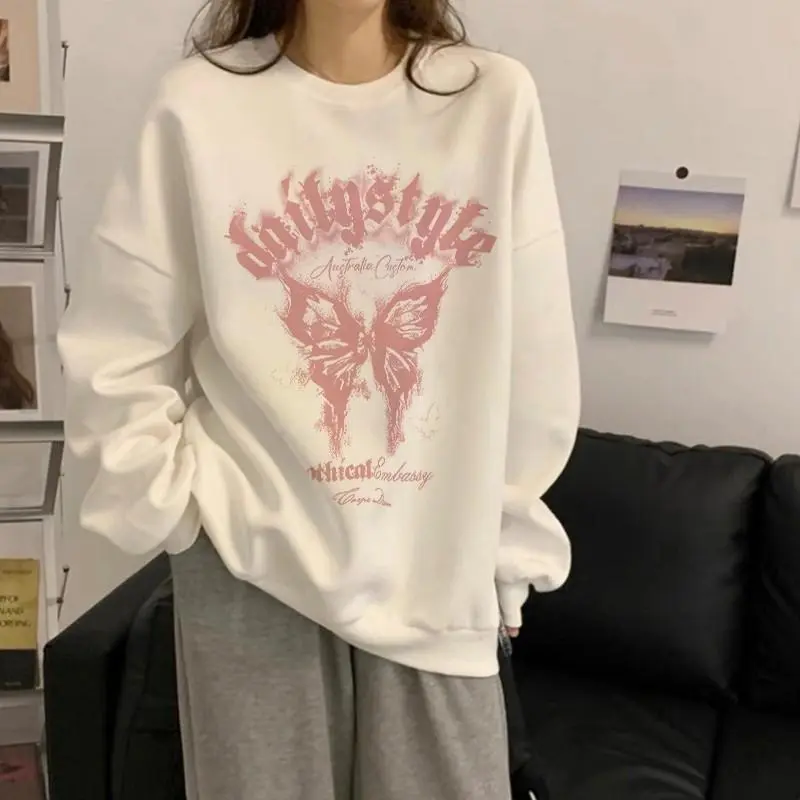 LooseFit - Sweater oversize baju Pink Butterfly wing Artistic font printing Bahan  Cotton Diproduksi pabrik lokal Indonesia, bahan hangat lembut, sablon tidak mudah retak & stok selalu tersedia Anak Kursi