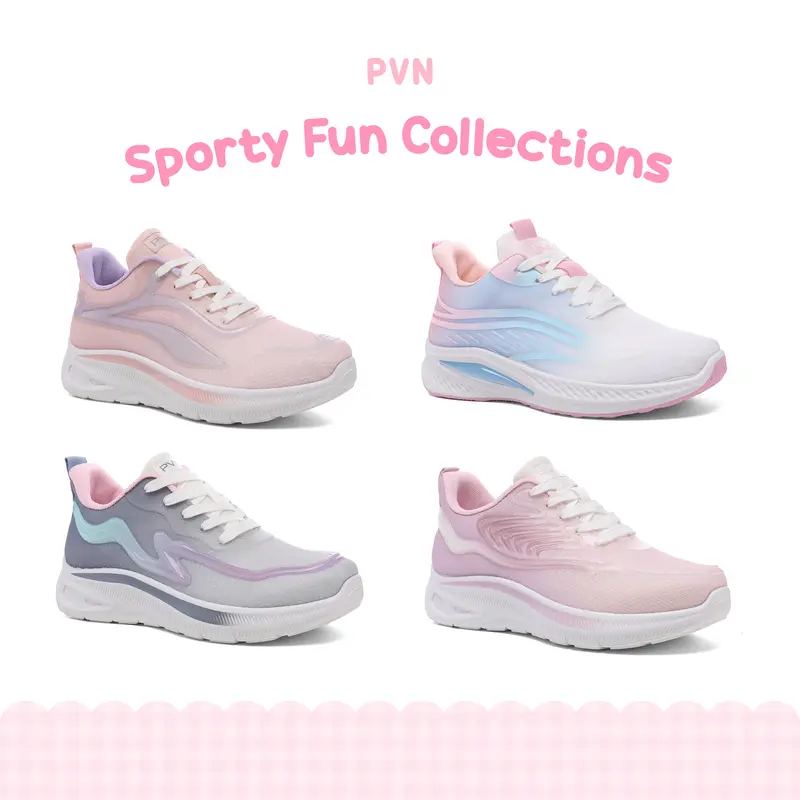 PVN Sporty Fun Collection Sneakers Sepatu Wanita Pink Biru Abu Putih 0