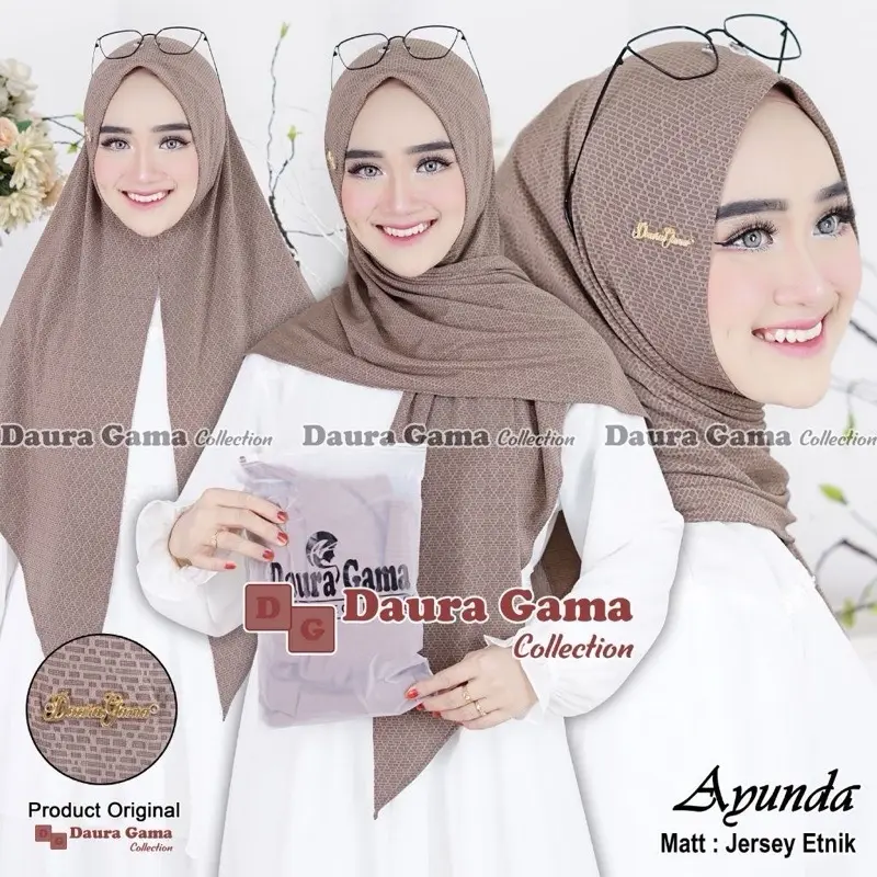 ￼DAURAGAMA - HIJAB SEGITIGA AYUNDA NON-PED JERSEY ETNIK