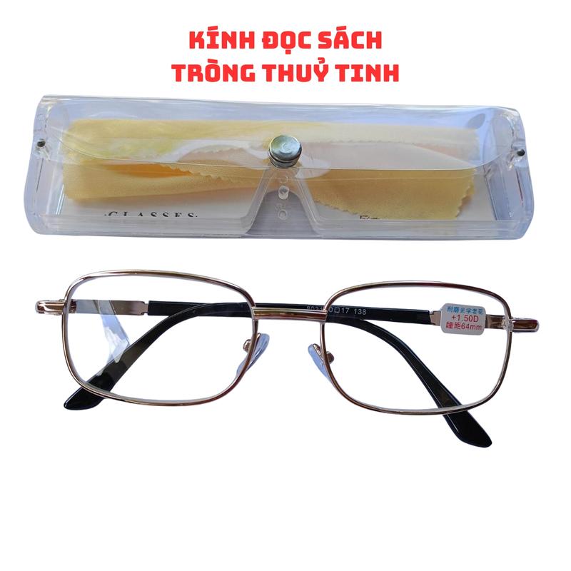 Kính lão xịn gọng kính titan cứng sáng bóng from kính đẹp tròng thủy tinh chống xước độ từ 0.5-4.0 tặng hộp nhựa đựng kính Mắt Kính