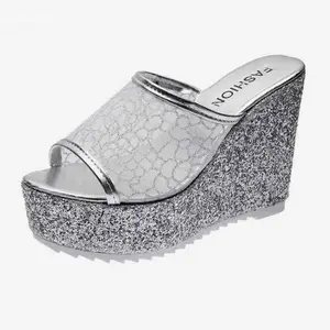 Sandal Wedges Wanita Selop Glamor Tinggi 12cm | best seller