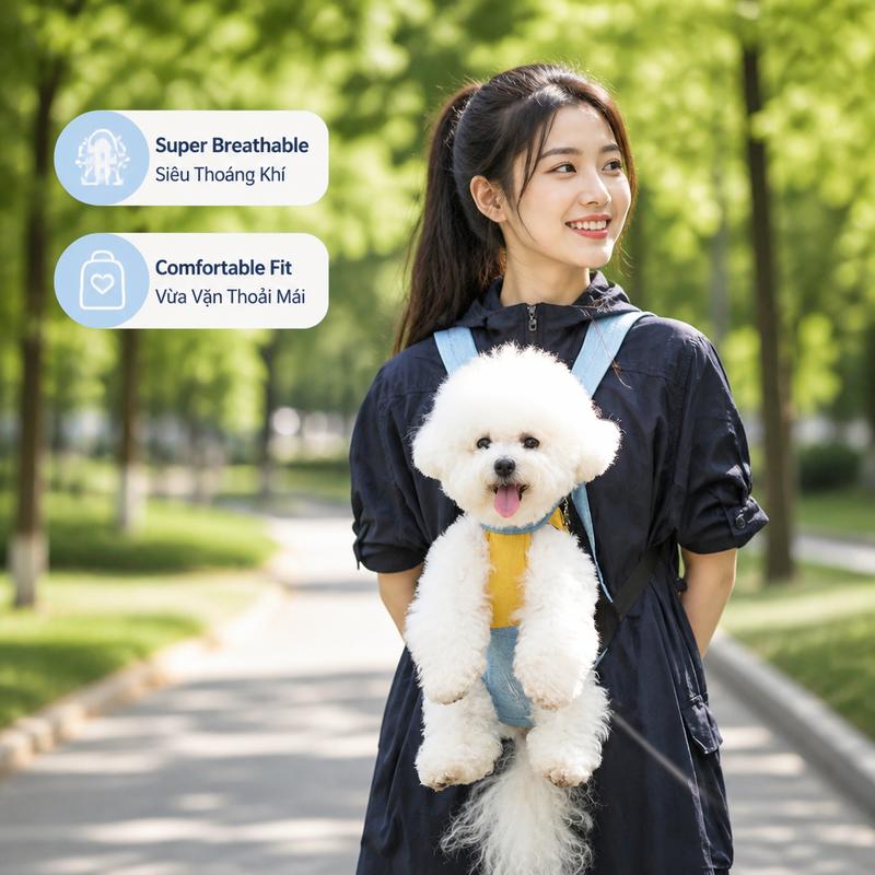 Ba lô đeo trước ngực cho thú cưng đi chơi (cho mèo và chó), dây đeo dày dặn, thoải mái