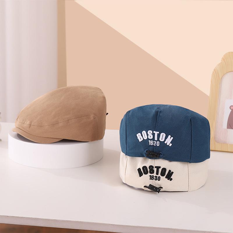  Mũ Nồi Thêu Chữ Cho Bé Mũ Họa Sĩ Cotton Cho Bé Trai Và Bé Gái Màu Trơn Có Thể Điều Chỉnh 