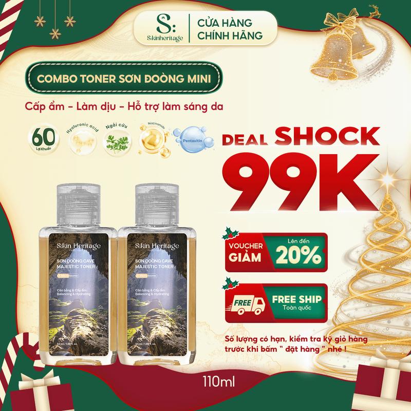   100 SPD LIVESTREAM  Combo 2 Toner Sơn Đoòng Dưỡng Ẩm Da Làm Dịu Và Cân Bằng Độ Ẩm Cho Da Dầu Mụn SKIN HERITAGE cung cấp đến 60 lợi khuẩn 55ml 