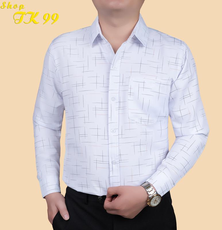  Áo sơ mi nam dài tay C22D có túi lụa hàn chống nhăn Cổ Tròn Trung Niên 