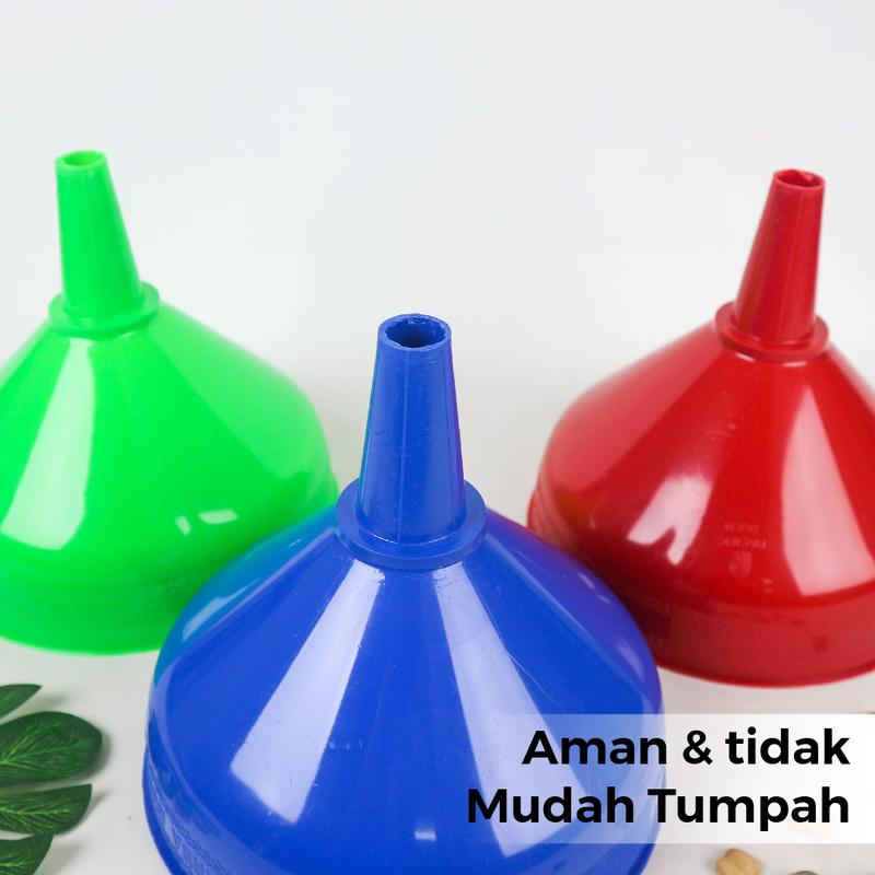 Corong Minyak 20 Plastik Berkualitas - Ukuran 20x20cm, Mulut 2cm, Warna Hijau Merah Biru, Cocok untuk Minyak Goreng & Berbagai Jenis Minyak 2