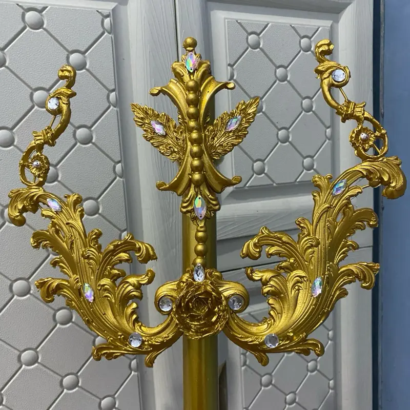 Tongkat Karnaval Raja Laut Gold - Panjang 29cm Tinggi 150cm - Personalisasi Fleksibel untuk Acara Karnaval Mewah