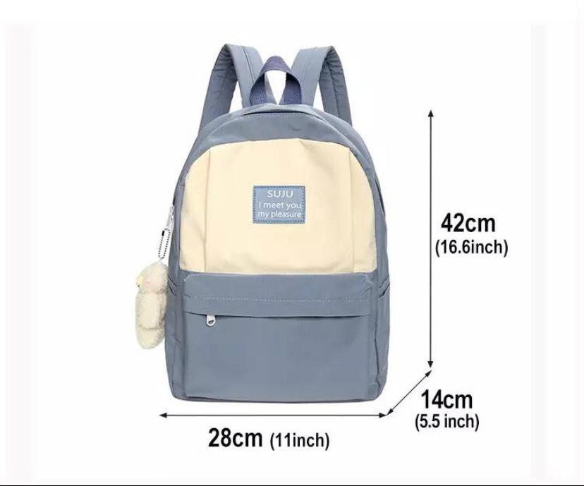 NGETOP - Tas Ransel Sekolah Wanita Korean Polos Terbaru Bahan Kanvas Nylon Warna Hitam Biru Pink Army