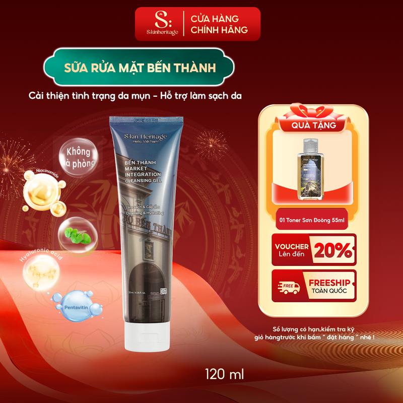  Sữa Rửa Mặt Bến Thành Làm Sạch Dịu Nhẹ Cho Mọi Loại Da SKIN HERITAGE Không Chứa Xà Phòng 120ml 