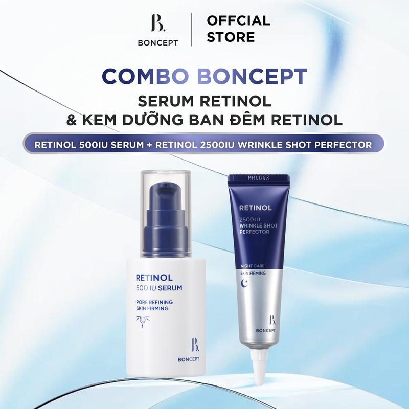 Combo Boncept Serum Retinol 30ml & Kem Dưỡng Ban Đêm Retinol 15ml – Dưỡng Da Săn Chắc & Se Khít Lỗ Chân Lông