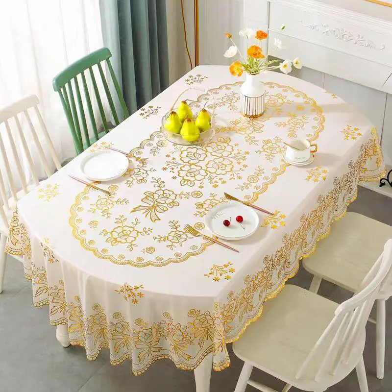 [COD] Loyal Bosque Taplak Meja Oval Makan Motif 4-10 Kursi Anti Air PVC Premium Kain Tahan Air Untuk meja Persegi-panjang meja bulat meja oval D46-E-T 1