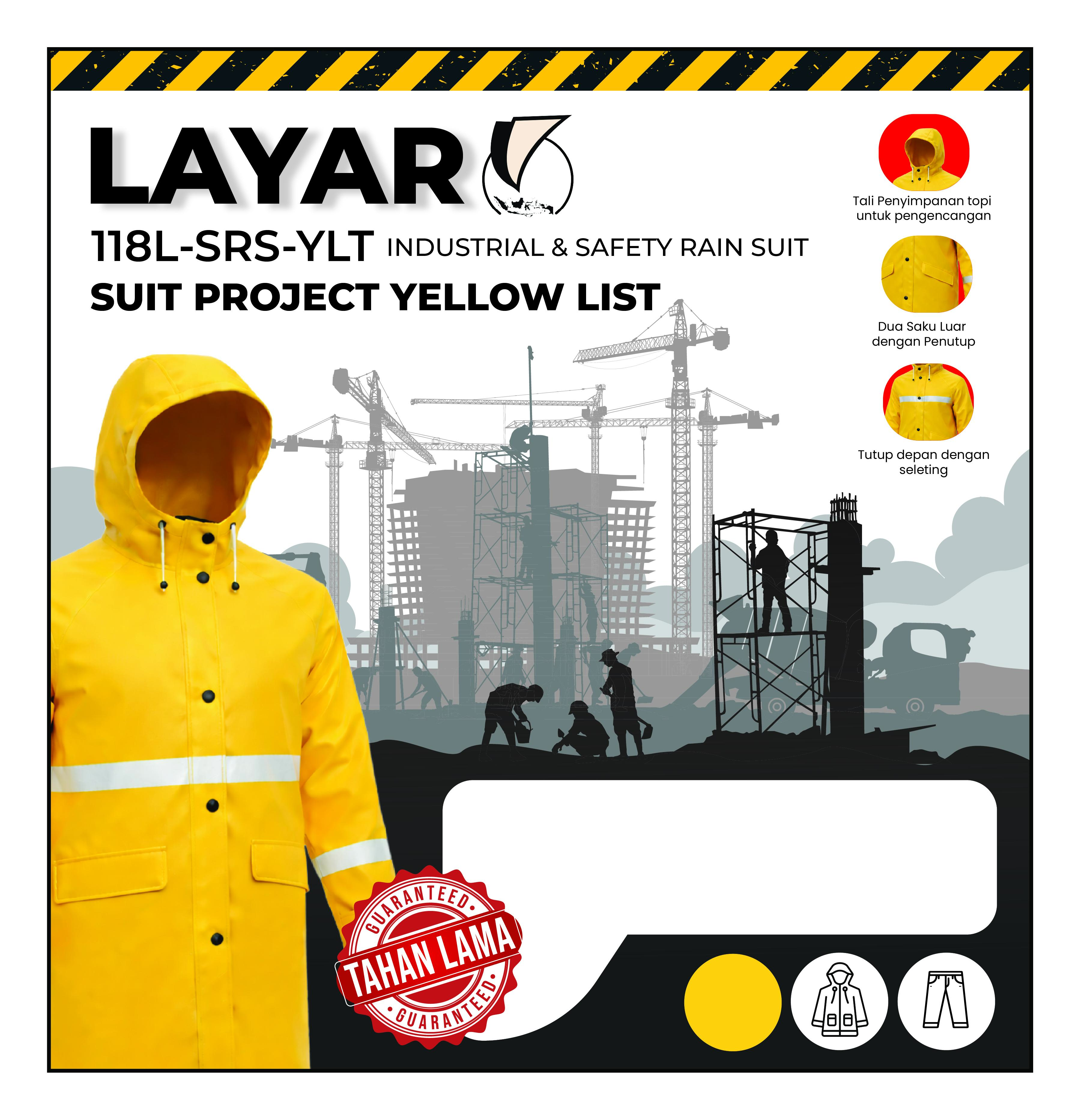 Jas Hujan Layar 118 SRS YLT Premium PVC Setelan Jaket dan Celana Waterproof dengan Reflektif Scotch Light, Bahan TEBAL dan TAHAN LAMA