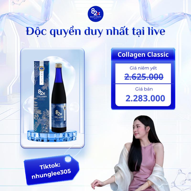 [LIVE] Nước Uống 82X Collagen Classic Hỗ Trợ Làm Đẹp Da, Phòng Ngừa Lão Hóa, Cải Thiện Nếp Nhăn 500ml/Chai