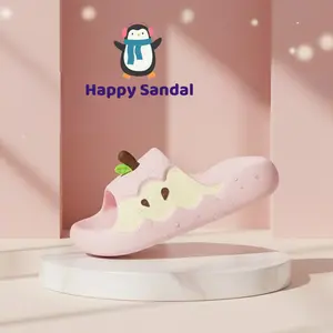 Happy Sandal Sandal Selop Lucu Kekinian Motif Apel Sandal Wanita Slip On Desain Imut dan Nyaman