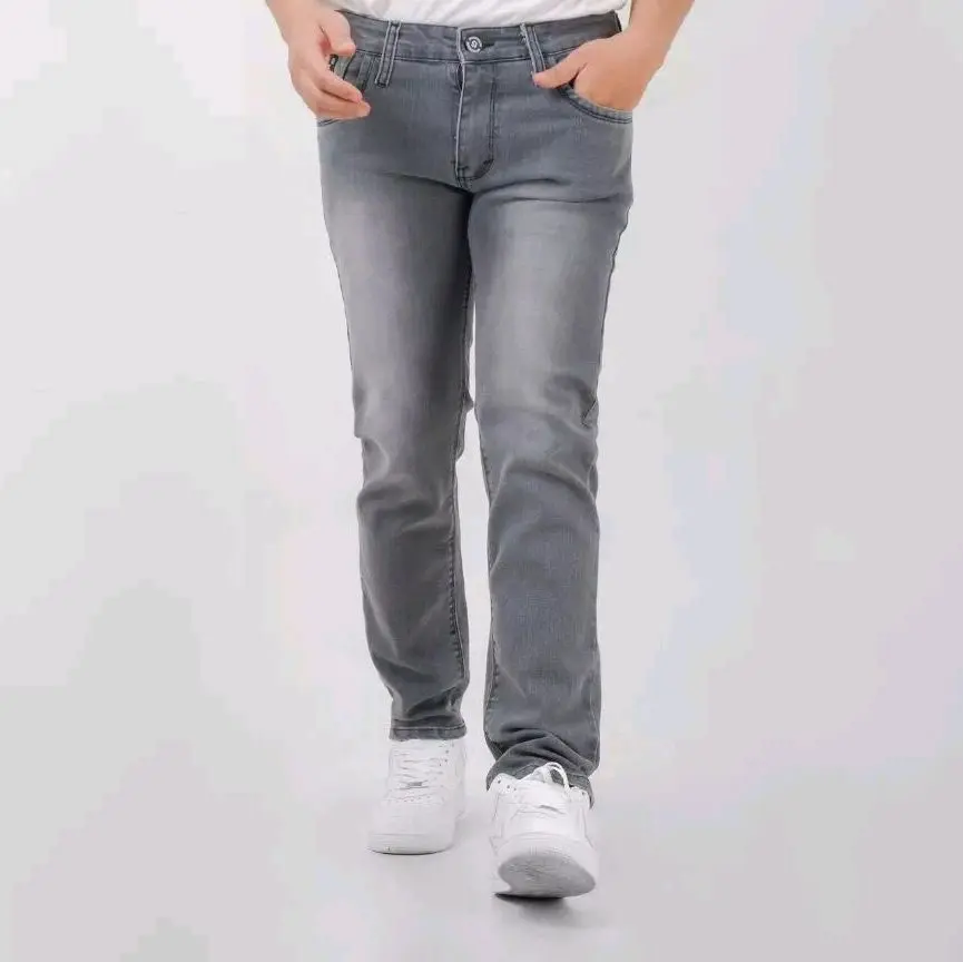 celana jaens slimfit pria keren warna grey bahan denim