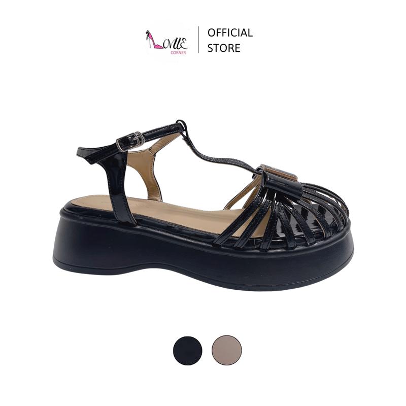 LOVIIECORNER - SANDAL NỮ MŨI TRÒN - GIÀY NỮ XINH ĐẾ BẰNG - SANDAL ĐI HỌC PHỐI QUAI HẬU CÀI MŨI RỌ 5 PHÂN - S250408