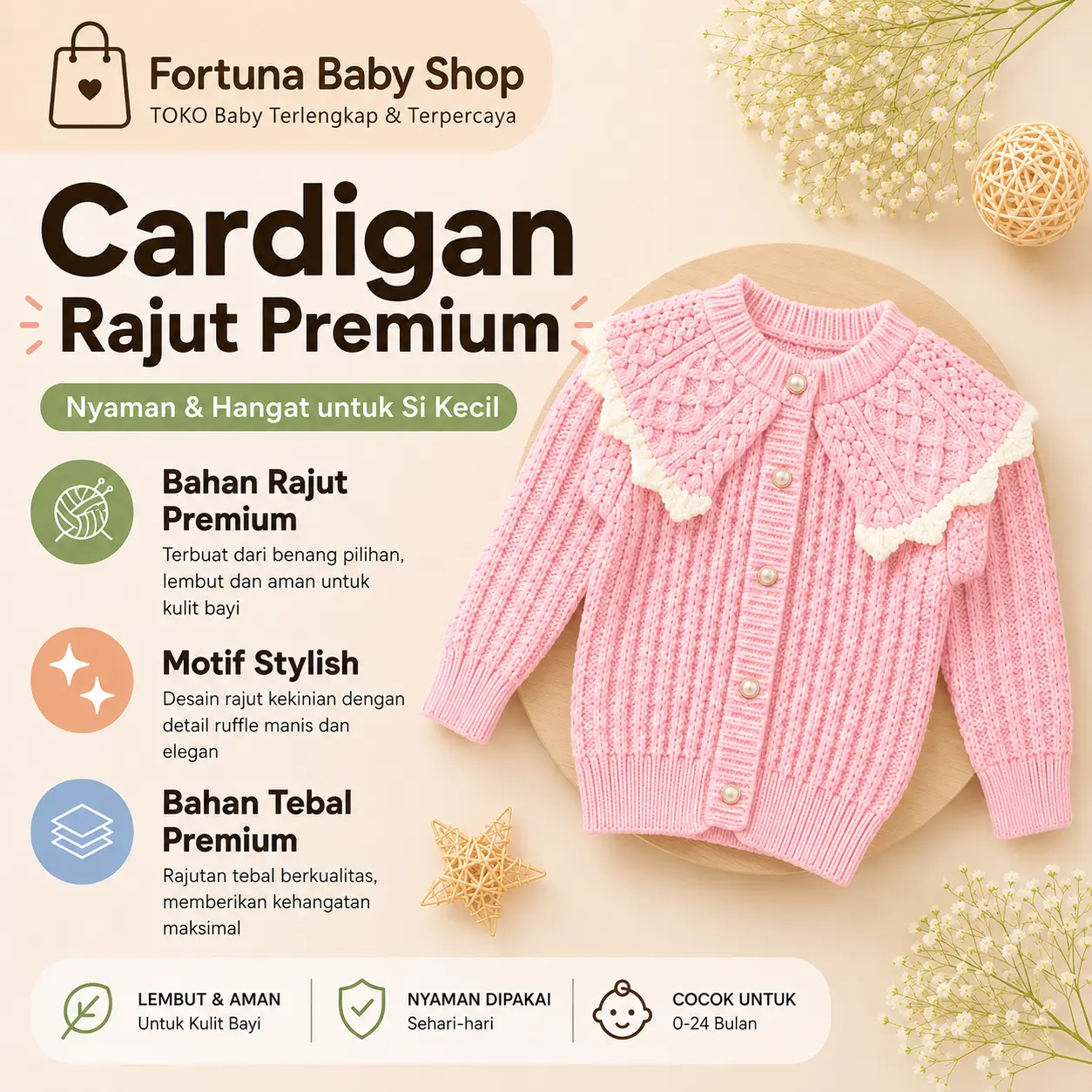 Cardigan Anak Perempuan/ Cardigan Rajut Anak Outer Rajut Anak CG4