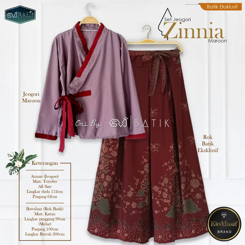 [SET] HANBOK SETELAN BATIK HYUN & ROK JARIK ATASAN WANITA KATUN SOLO TERBARU SET BATIK WANITA Karet Lembut 3