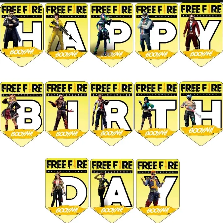 banner bunting flag garlad flag ulang tahun plants vs zombie / free fire / nusa dan rara / kamen rider / om nom  cute the rope / pemadan kebakaran / FREEFIRE FREE FIRE