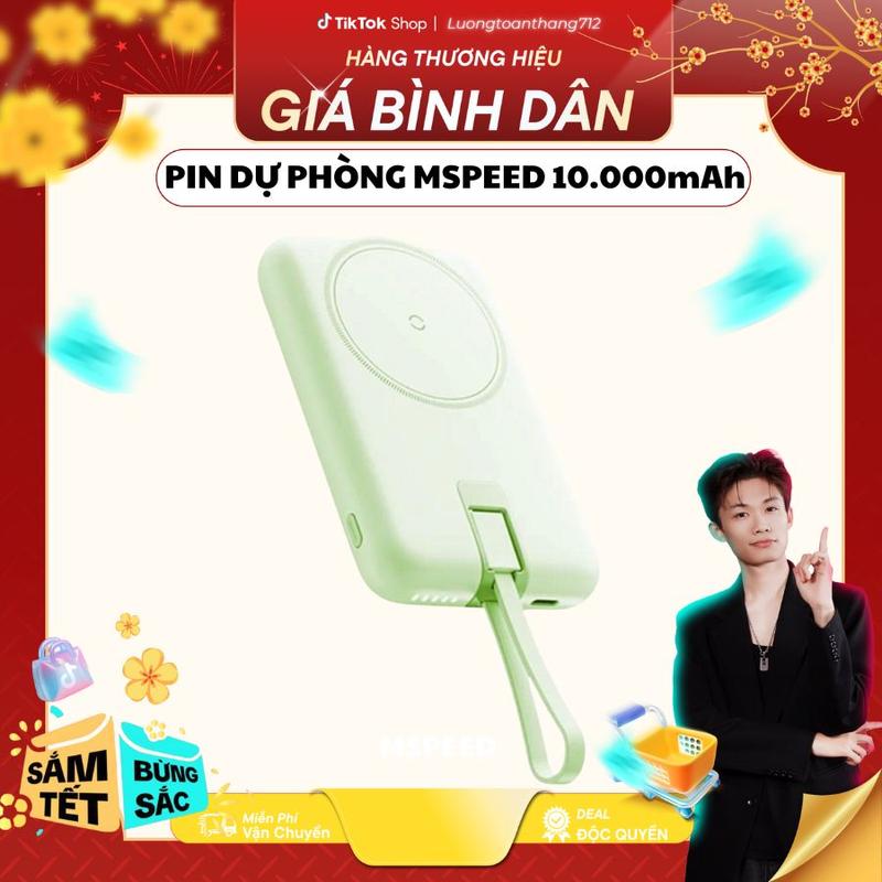   DEAL ĐẶC BIỆT -Pin sạc dự phòng không dây MSPEED YSPBL 10.000 mAh Sạc có dây 20w max  Không dây 15w max  Cổng type C không sạc ra  Báo pin - Phụ kiện điện thoại Lỗ Vũ 1 vuabanlo levu01 