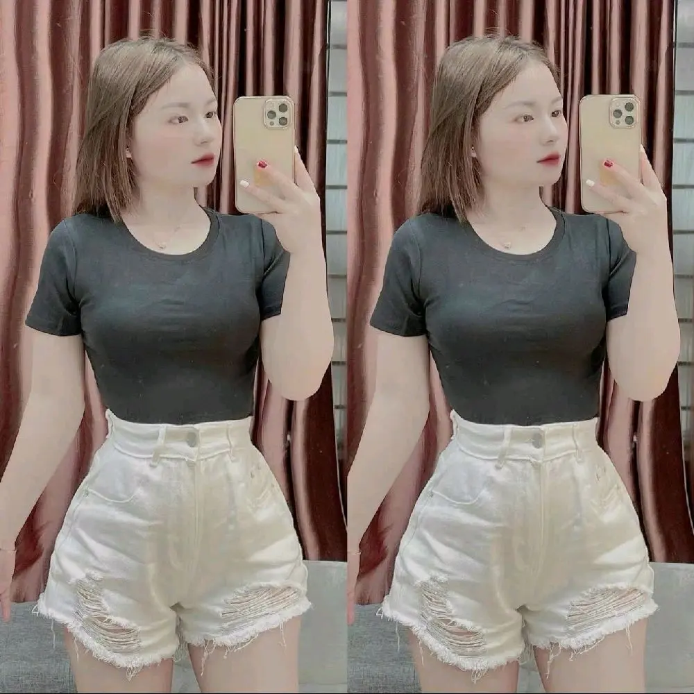 Quần short jean nữ trắng vài denim rách bền đẹp Pants Có Túi | BigBuy360 - bigbuy360.vn