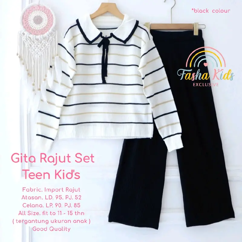Gita set setelan rajut salur anak remaja 10-13 tahun 4
